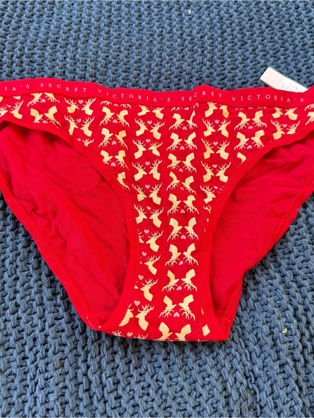 Victoria Secret Red Reindeer Hipster Hiphugger Biking Panty M Christmas Holiday